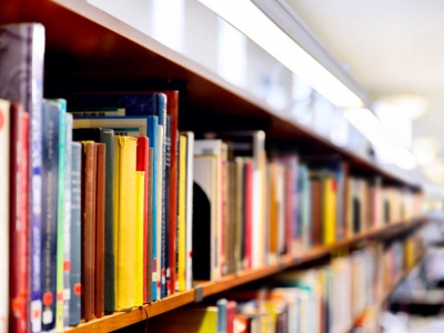 Photo: shelves of books